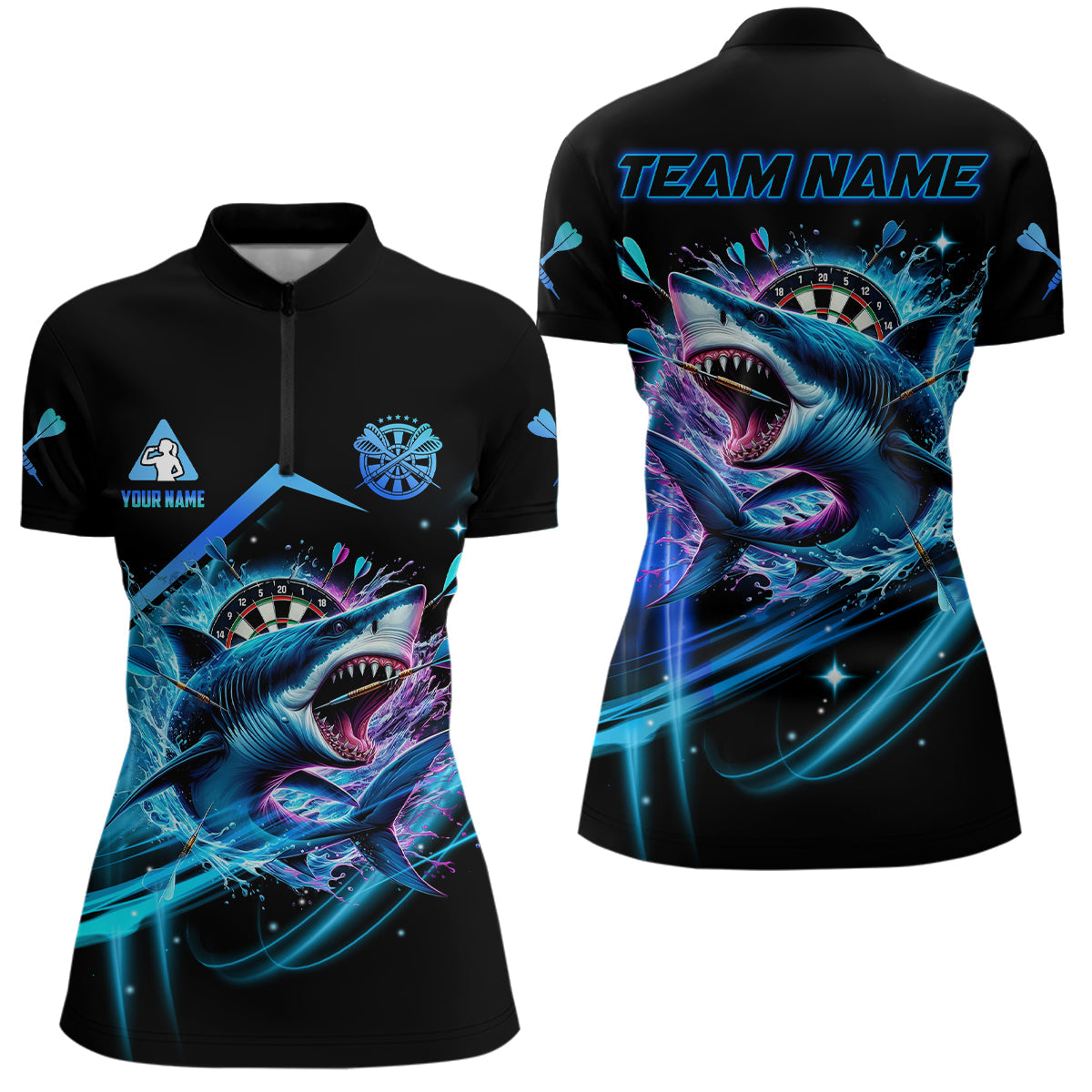 Personalized Blue 3D Darts Board And Shark Men Dart and, Funny Dart Outfit
