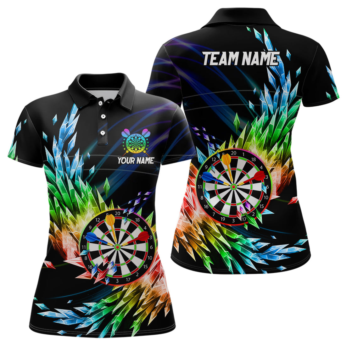 3D Colorful Frozen Ice Men Darts Quarter-Zip Custom Dartboard Darts Attire