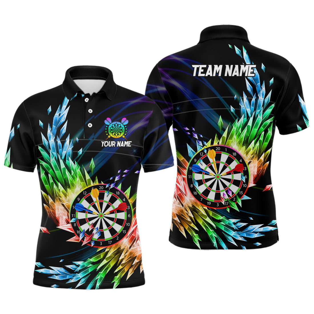 3D Colorful Frozen Ice Men Darts Quarter-Zip Custom Dartboard Darts Attire
