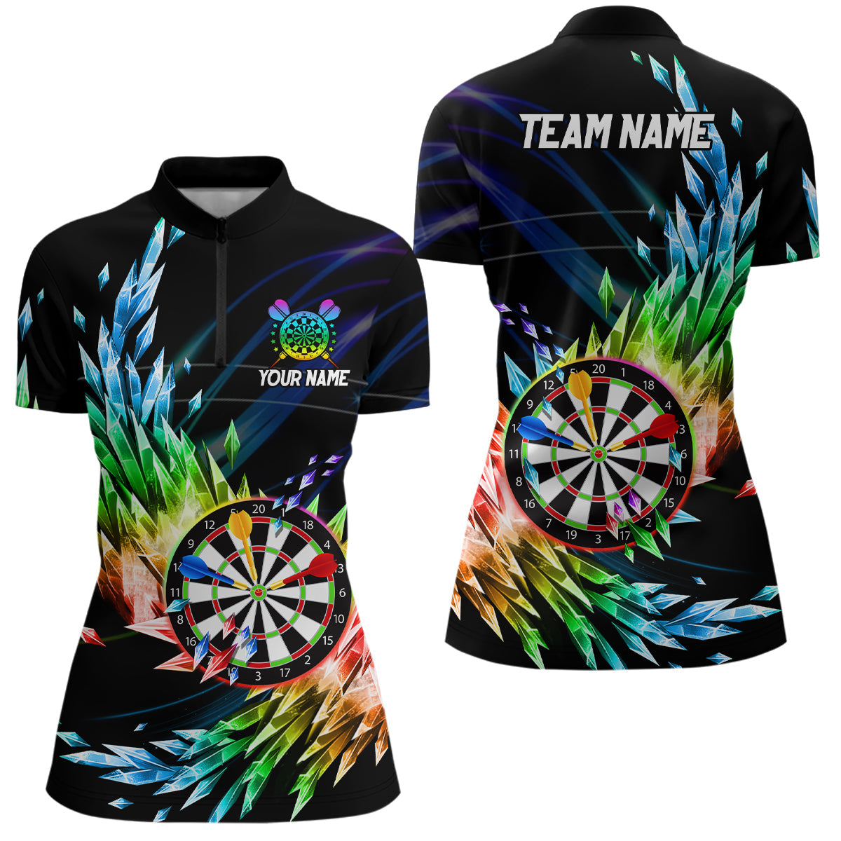 3D Colorful Frozen Ice Men Darts Quarter-Zip Custom Dartboard Darts Attire