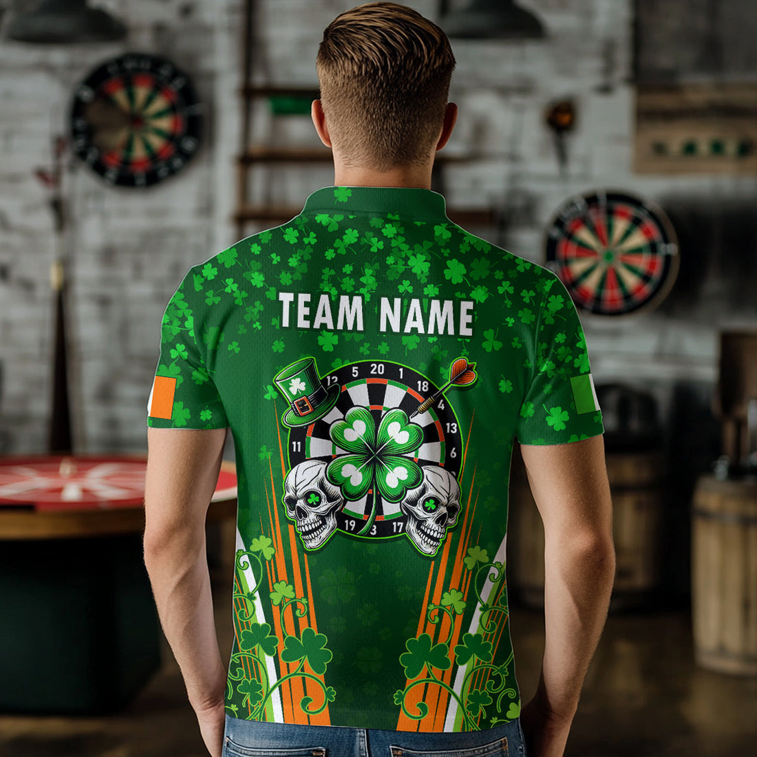Personalized Luckiest Green Shamrock Skull Dart Custom St Patrick Day Dart