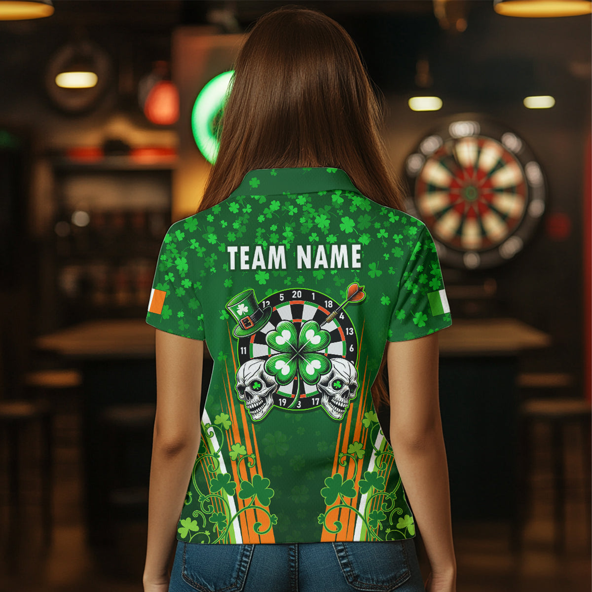 Personalized Luckiest Green Shamrock Skull Dart Custom St Patrick Day Dart