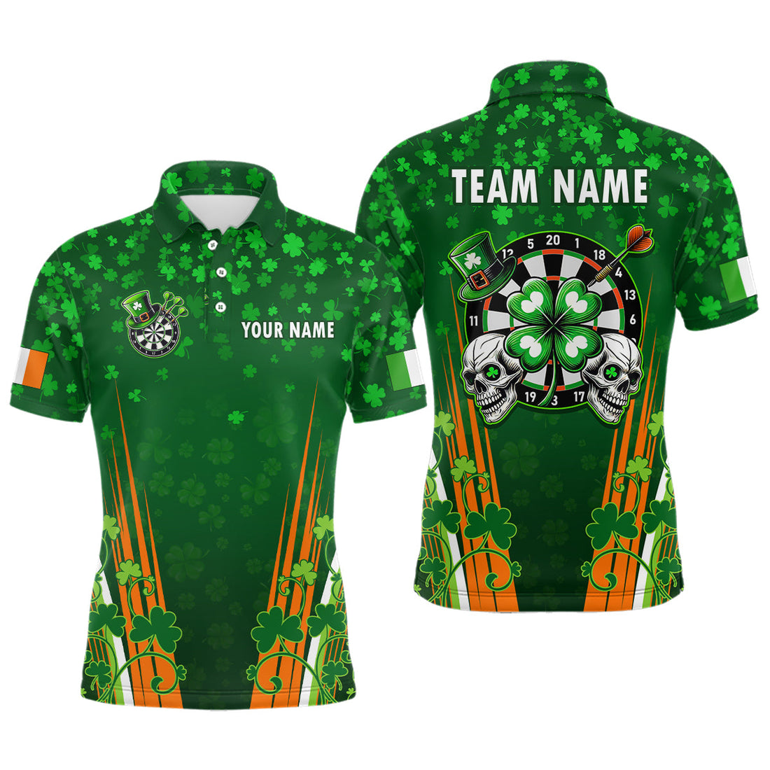 Personalized Luckiest Green Shamrock Skull Dart Custom St Patrick Day Dart