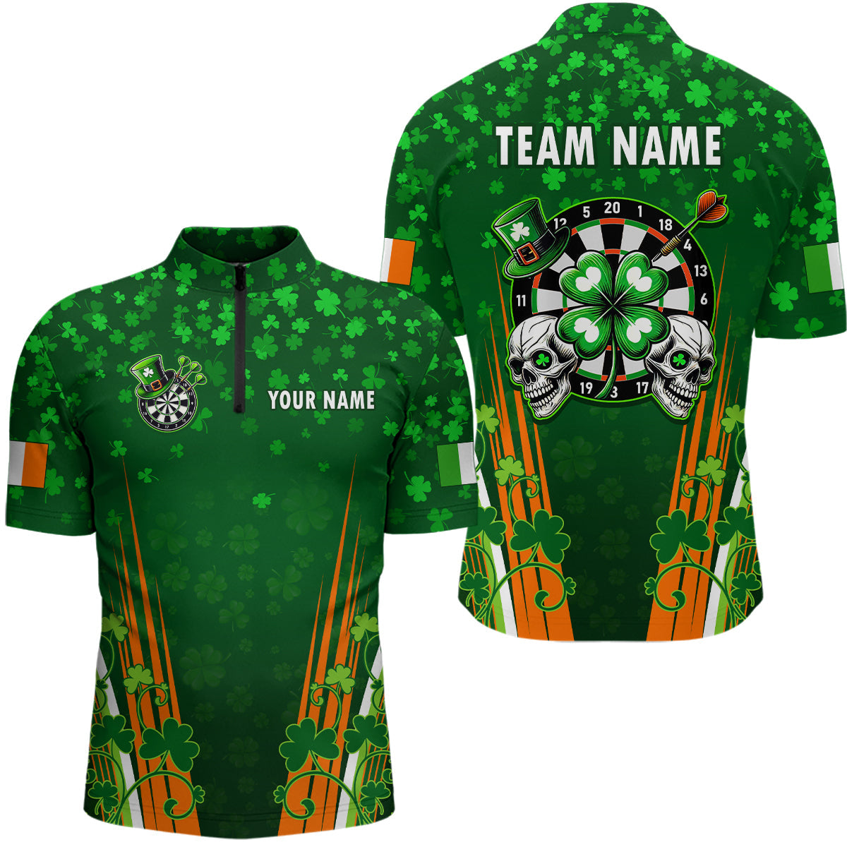 Personalized Luckiest Green Shamrock Skull Dart Custom St Patrick Day Dart