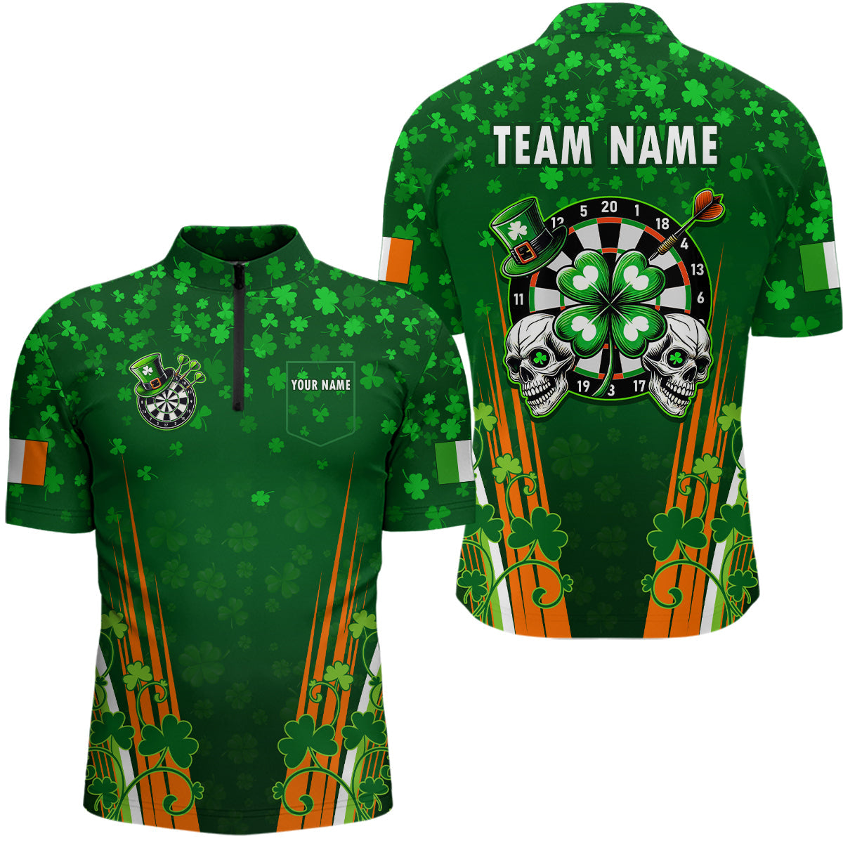 Personalized Luckiest Green Shamrock Skull Dart Custom St Patrick Day Dart