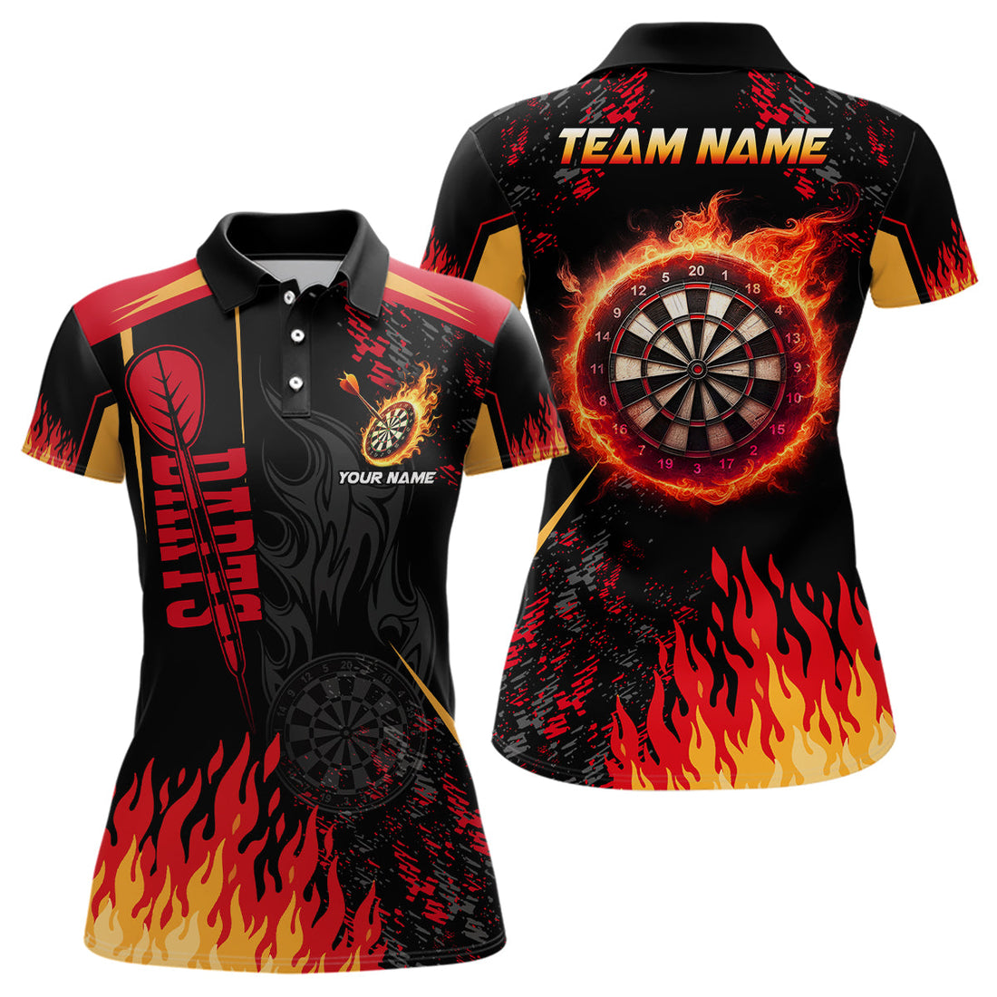 Personalized Dartboard Fire Flame 3D Printed Men Darts Quarter-Zip Dart Team