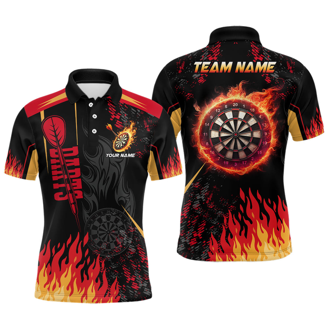 Personalized Dartboard Fire Flame 3D Printed Men Darts Quarter-Zip Dart Team