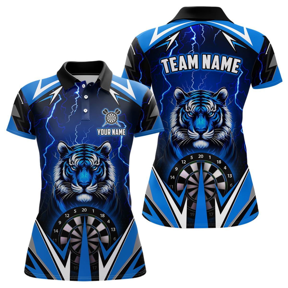 Personalized Tiger 3D Printed Darts Custom Thunder Lightning Blue Darts Team