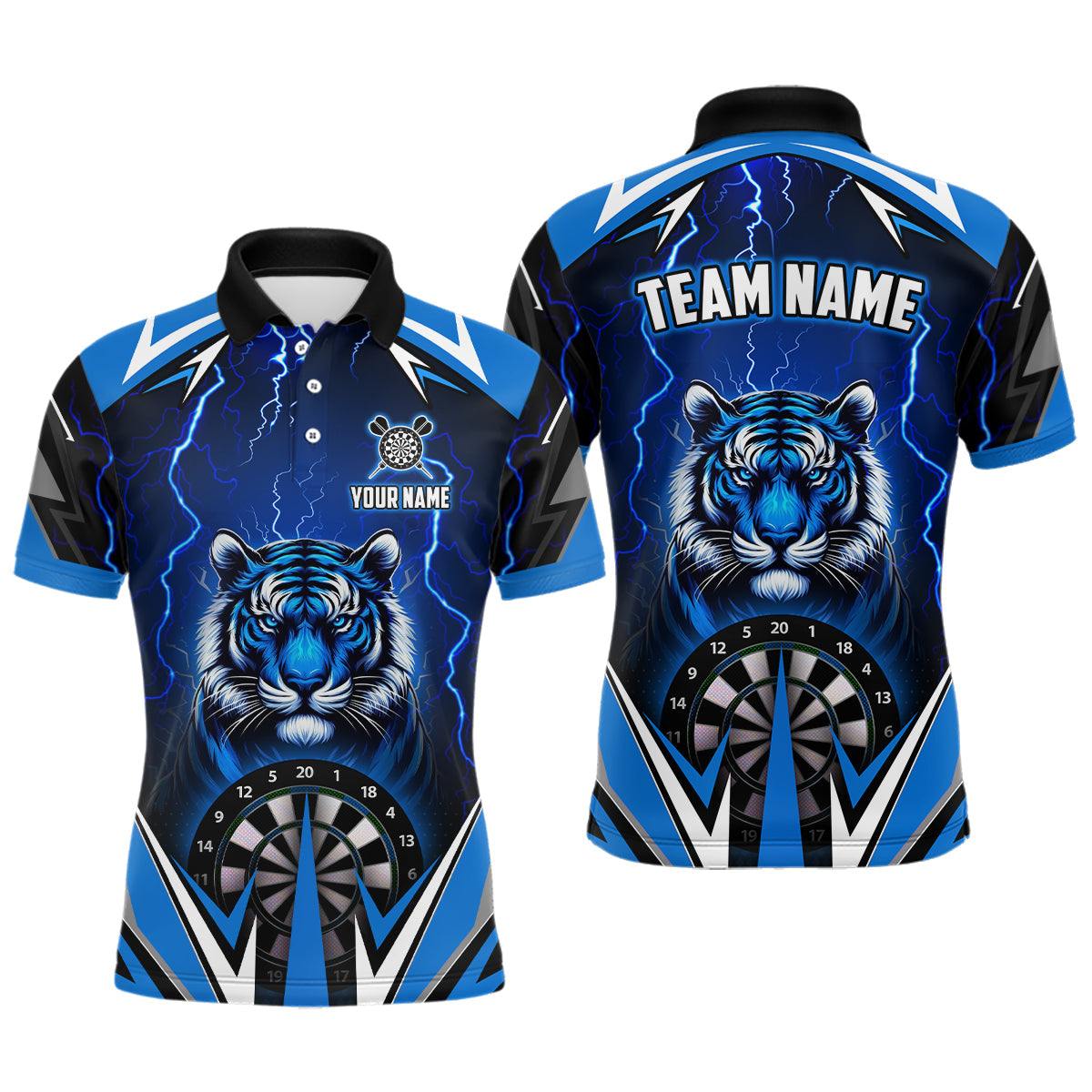 Personalized Tiger 3D Printed Darts Custom Thunder Lightning Blue Darts Team