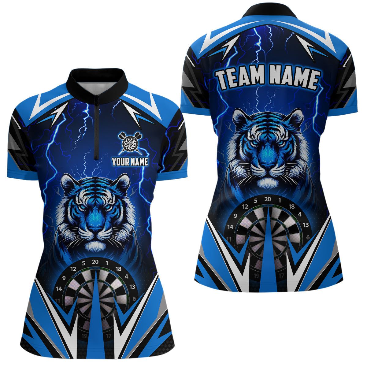 Personalized Tiger 3D Printed Darts Custom Thunder Lightning Blue Darts Team