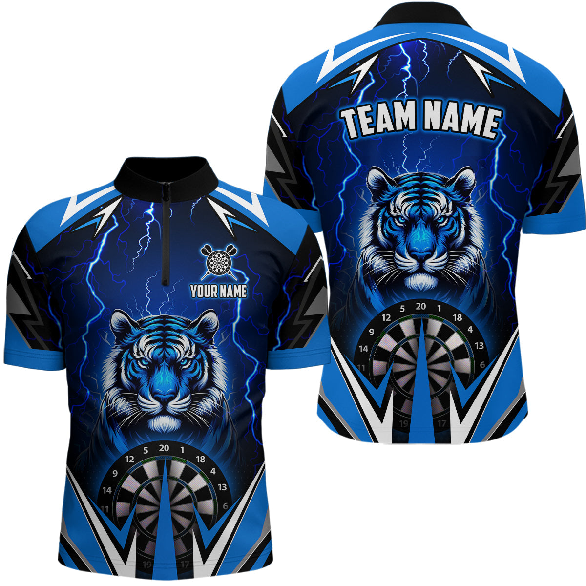 Personalized Tiger 3D Printed Darts Custom Thunder Lightning Blue Darts Team