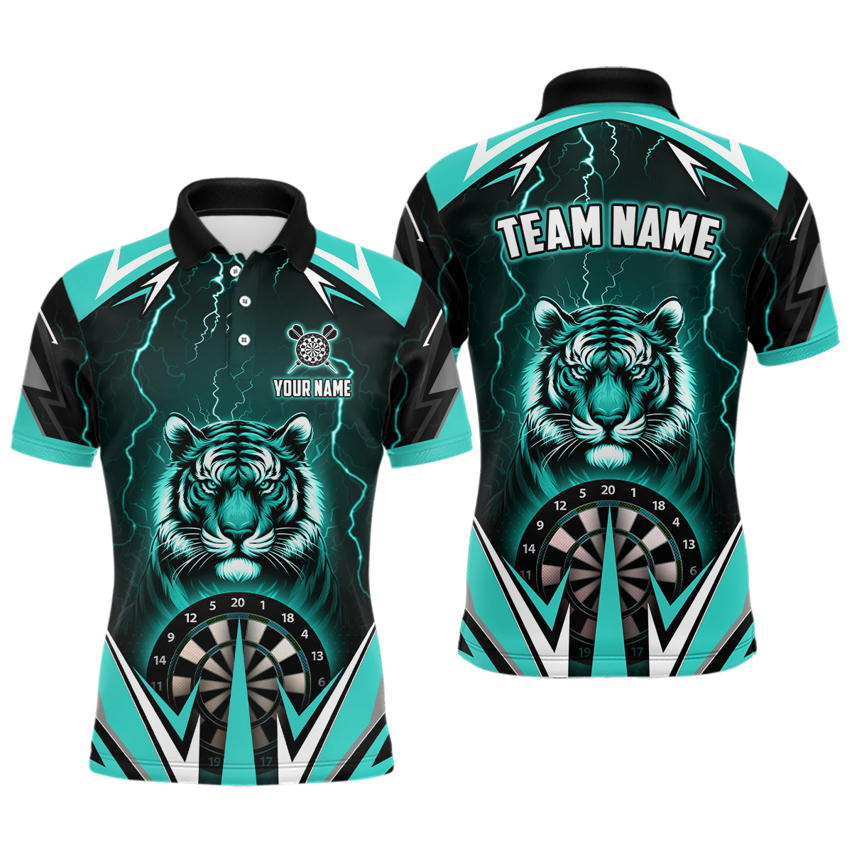 Personalized Tiger 3D Printed Darts Custom Thunder Lightning Turquoise Darts