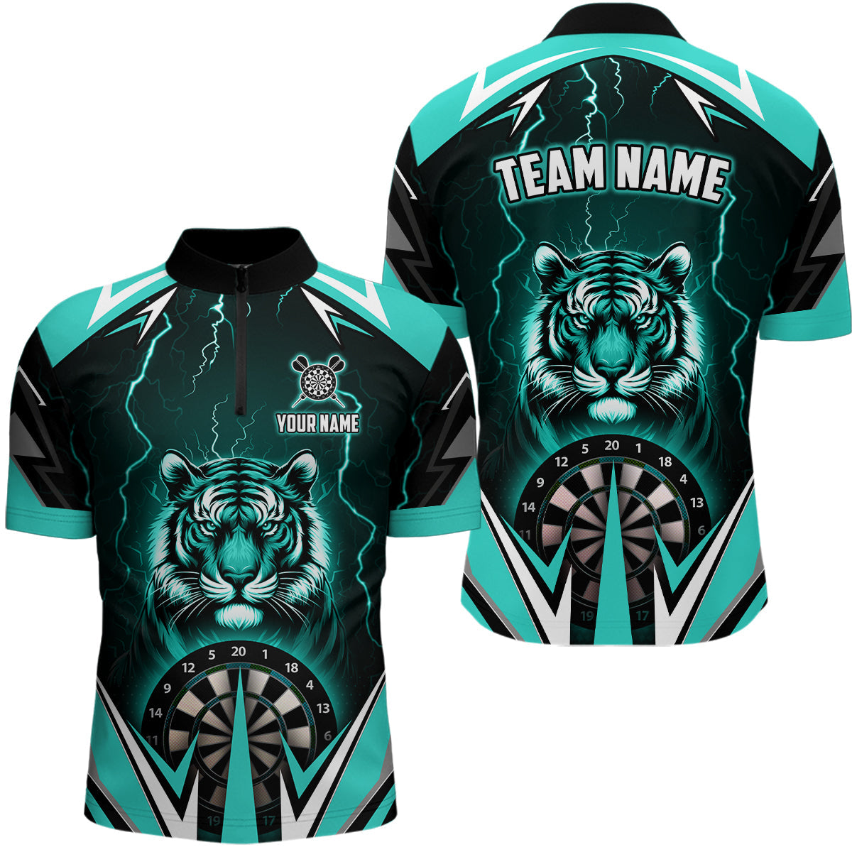 Personalized Tiger 3D Printed Darts Custom Thunder Lightning Turquoise Darts