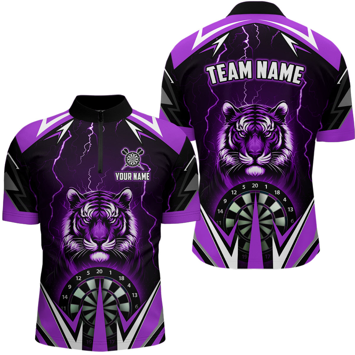 Personalized Tiger 3D Printed Darts Custom Thunder Lightning Purple Darts