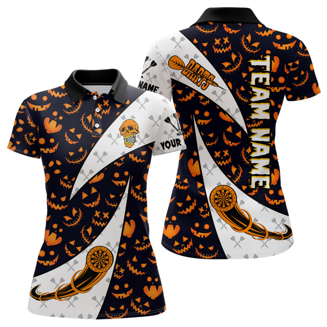 Personalized Funny Pumpkin Pattern Halloween Darts, Halloween Gifts For Darts Lover