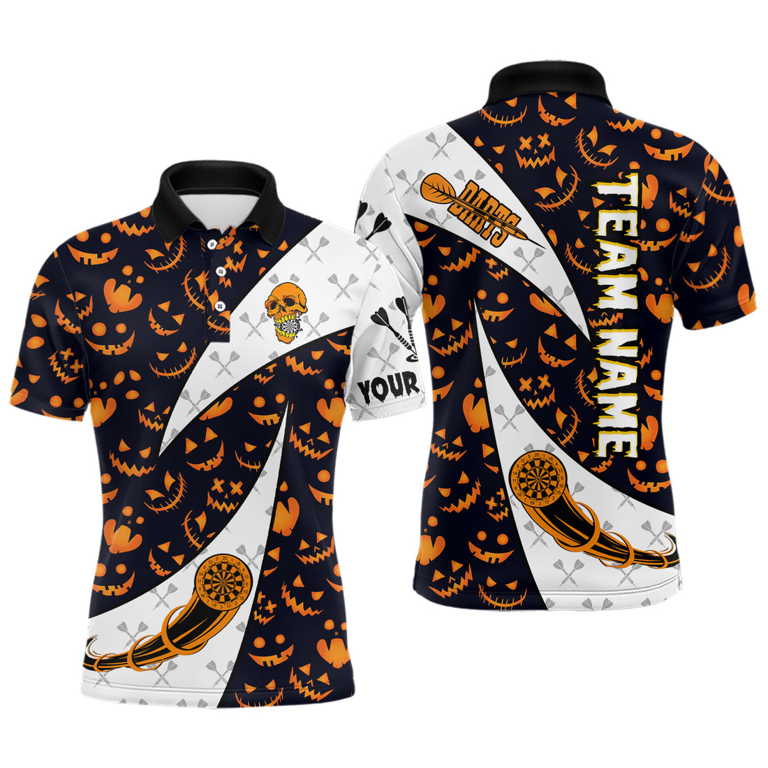 Personalized Funny Pumpkin Pattern Halloween Darts, Halloween Gifts For Darts Lover