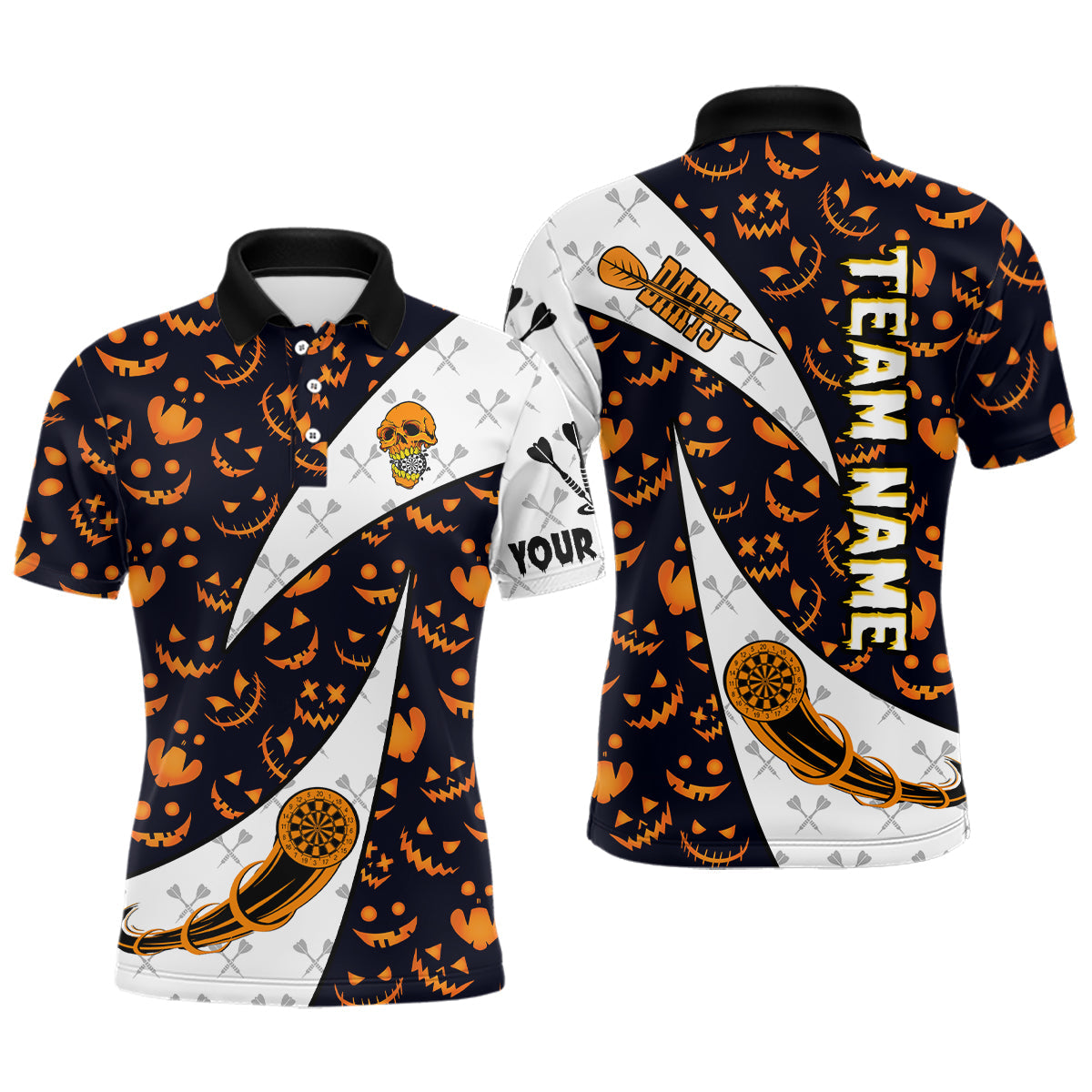 Personalized Funny Pumpkin Pattern Halloween Darts, Halloween Gifts For Darts Lover