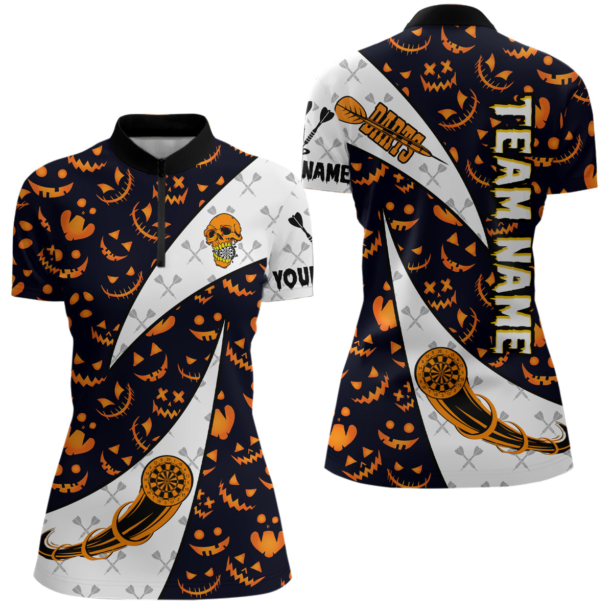 Personalized Funny Pumpkin Pattern Halloween Darts, Halloween Gifts For Darts Lover