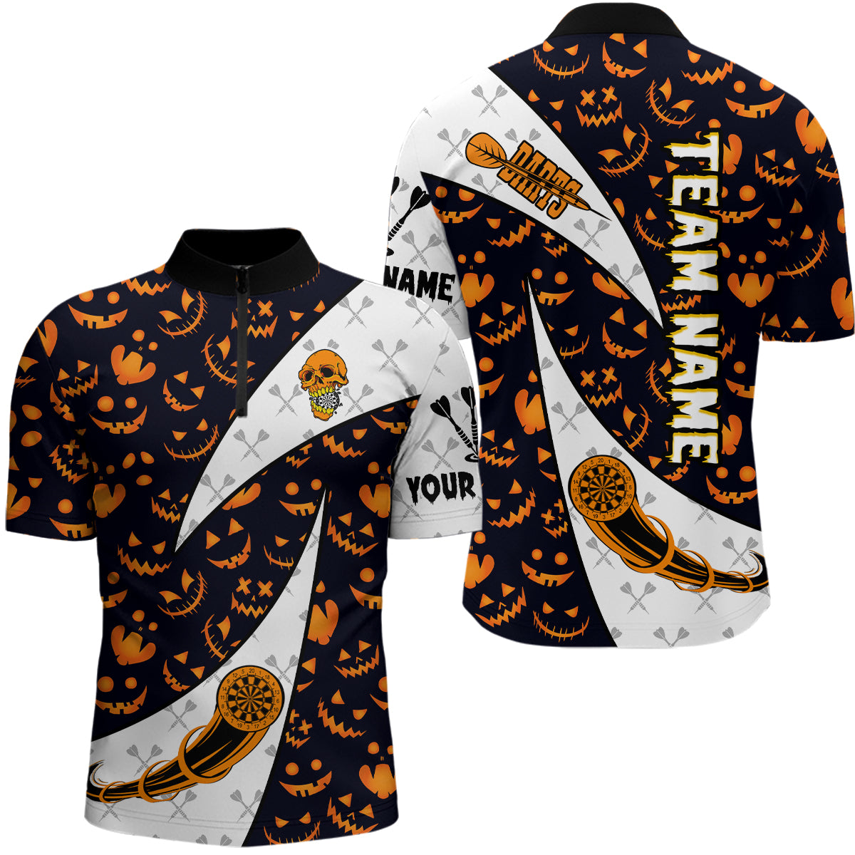 Personalized Funny Pumpkin Pattern Halloween Darts, Halloween Gifts For Darts Lover