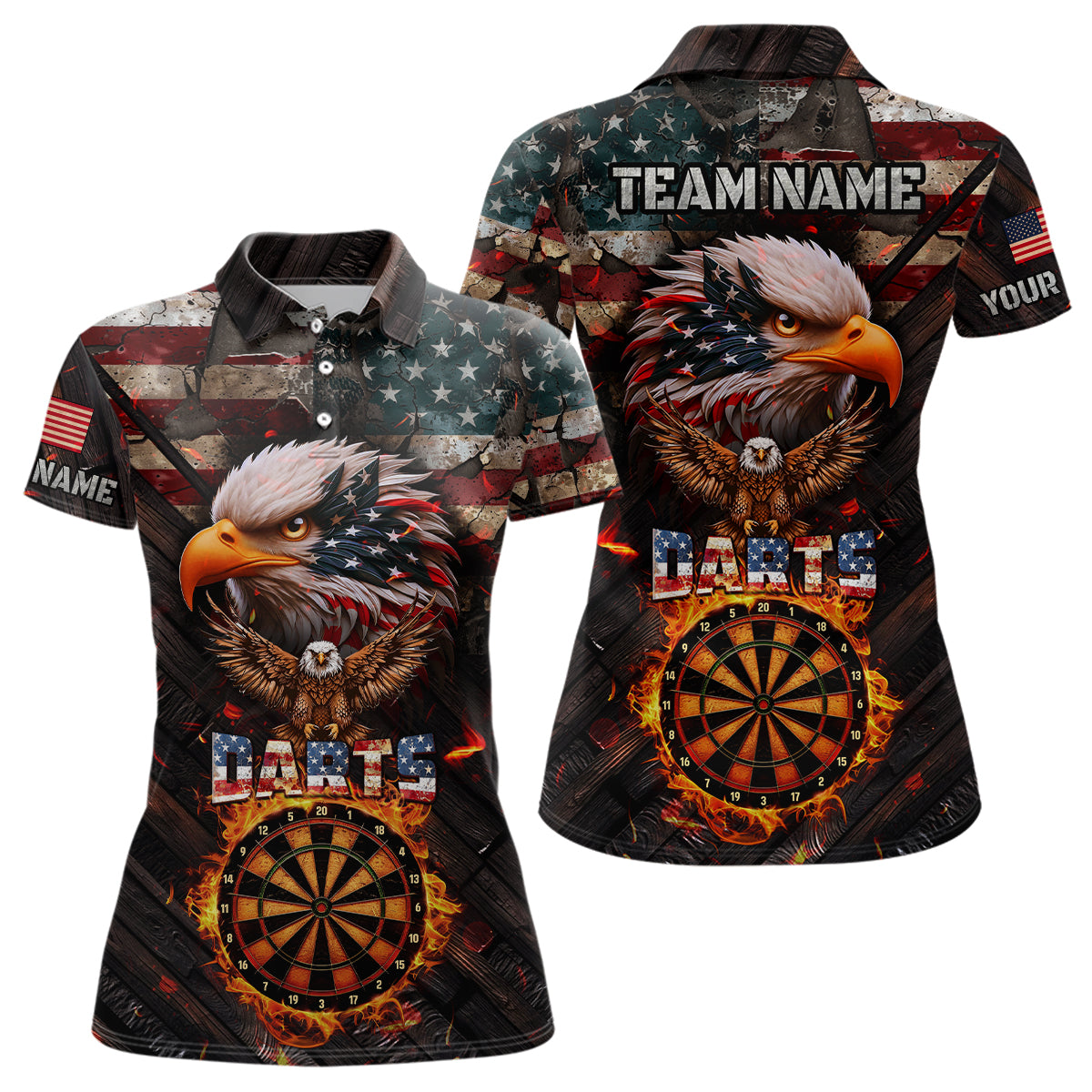 American Flag 3D Dartboard Fire Flame Custom Eagle Darts, Patriotic Darts Team