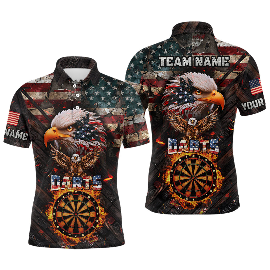 American Flag 3D Dartboard Fire Flame Custom Eagle Darts, Patriotic Darts Team