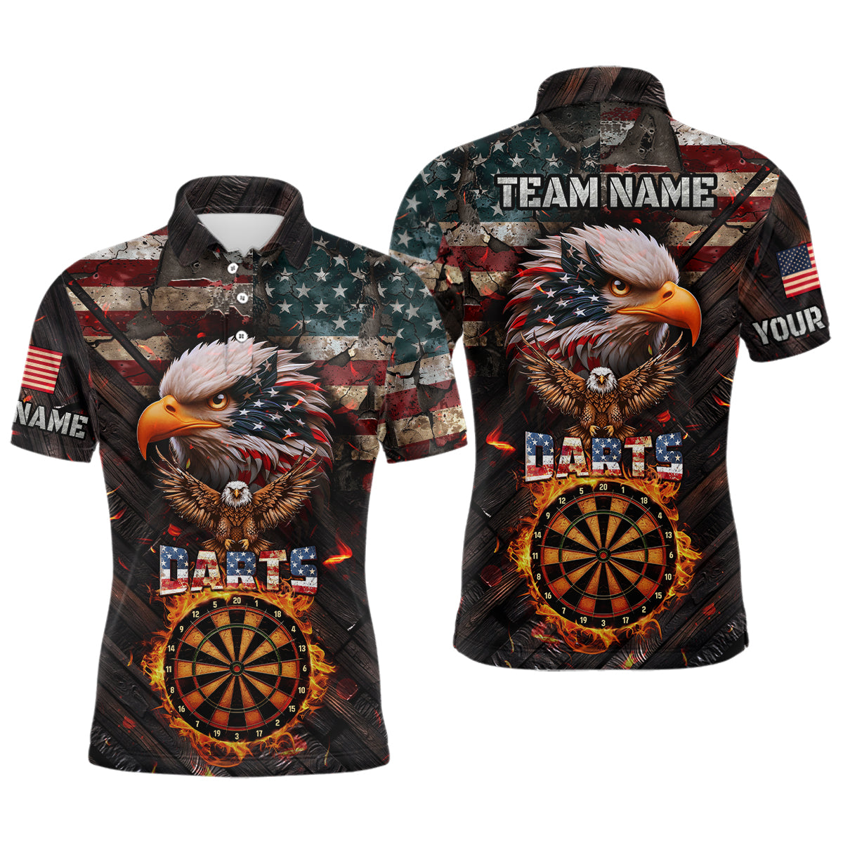 American Flag 3D Dartboard Fire Flame Custom Eagle Darts, Patriotic Darts Team