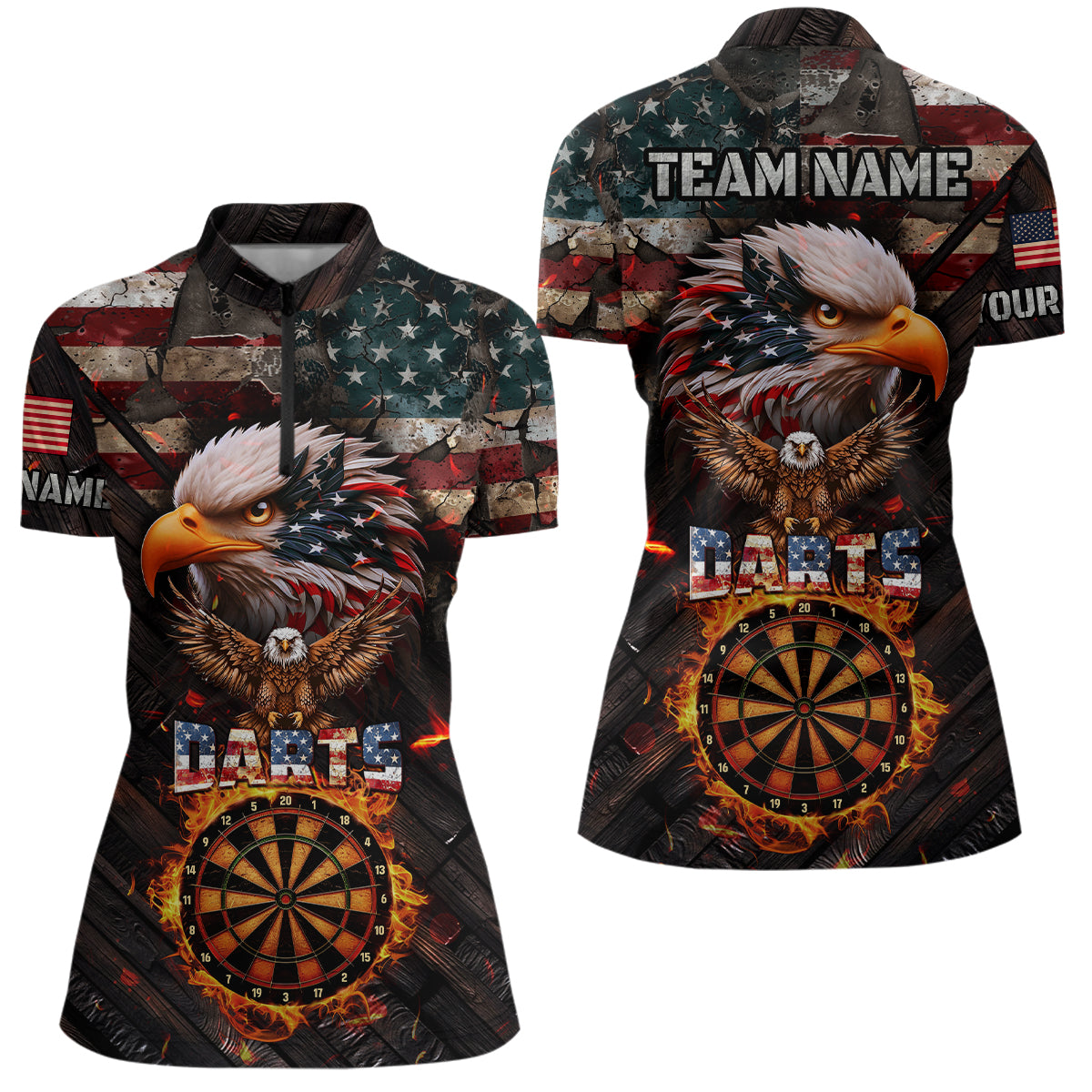 American Flag 3D Dartboard Fire Flame Custom Eagle Darts, Patriotic Darts Team