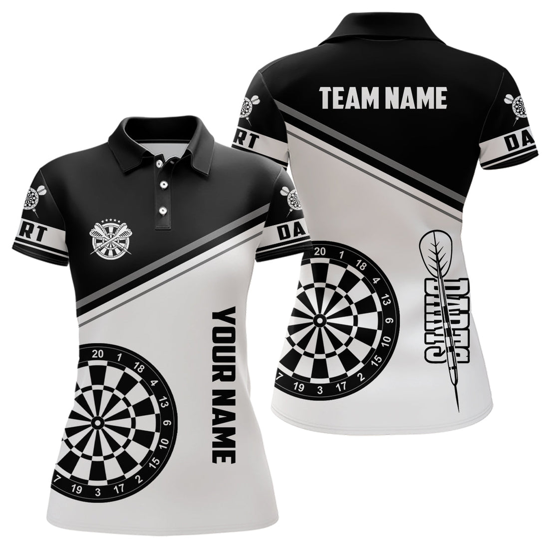Personalized Black White Dartboard Men Quarter-Zip Custom Dart Team Uniform