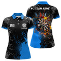 Personalized Paint Blue 3D Dartboard Men Quarter-Zip Custom Darts Attire