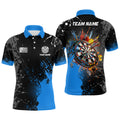 Personalized Paint Blue 3D Dartboard Men Quarter-Zip Custom Darts Attire