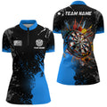 Personalized Paint Blue 3D Dartboard Men Quarter-Zip Custom Darts Attire