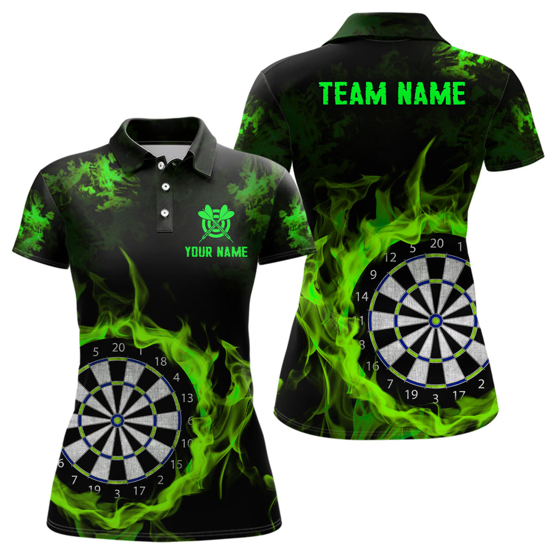 Fire Flame Green Dartboard Men Dart/ Quarter-Zip Custom Dart For Team Dart