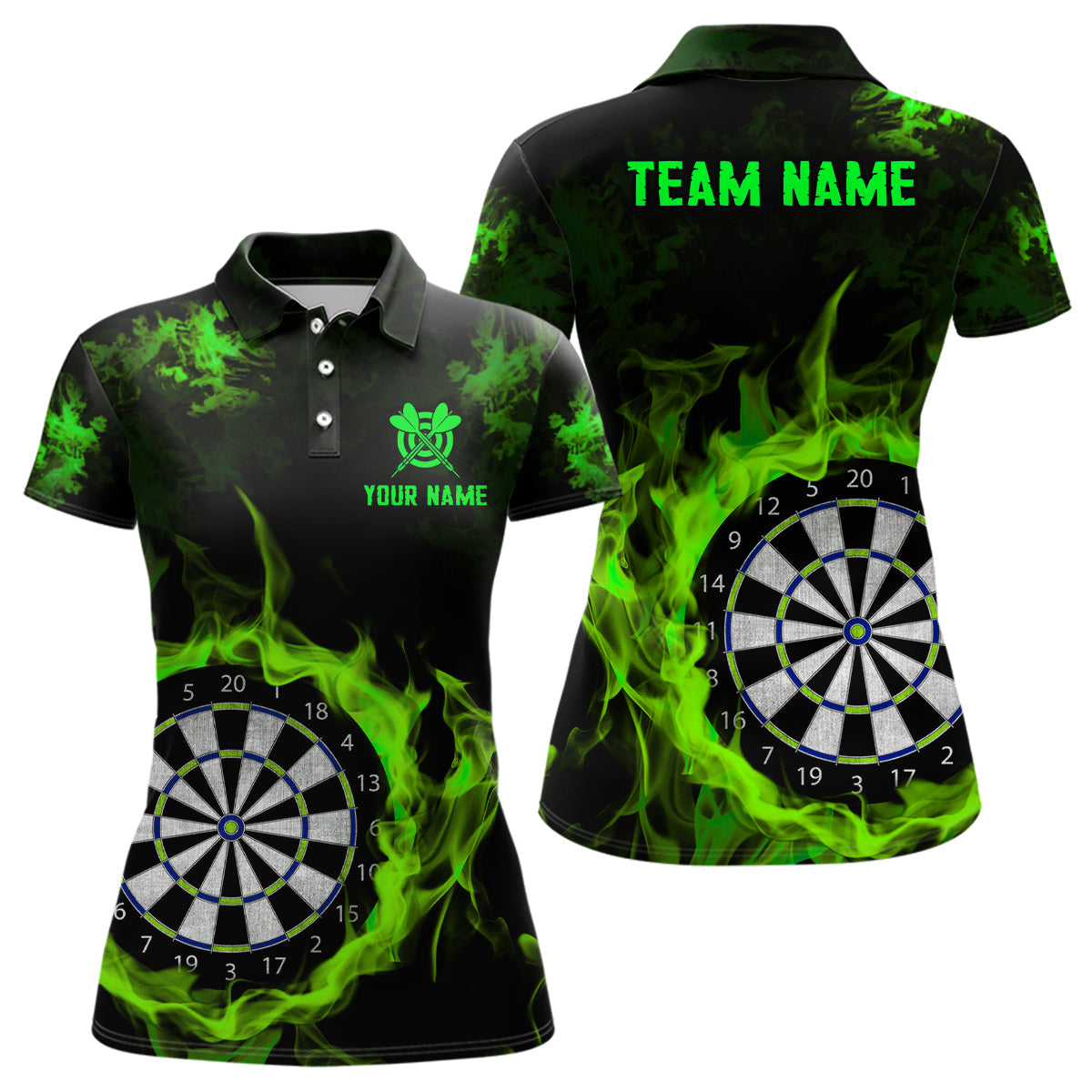 Fire Flame Green Dartboard Men Dart/ Quarter-Zip Custom Dart For Team Dart
