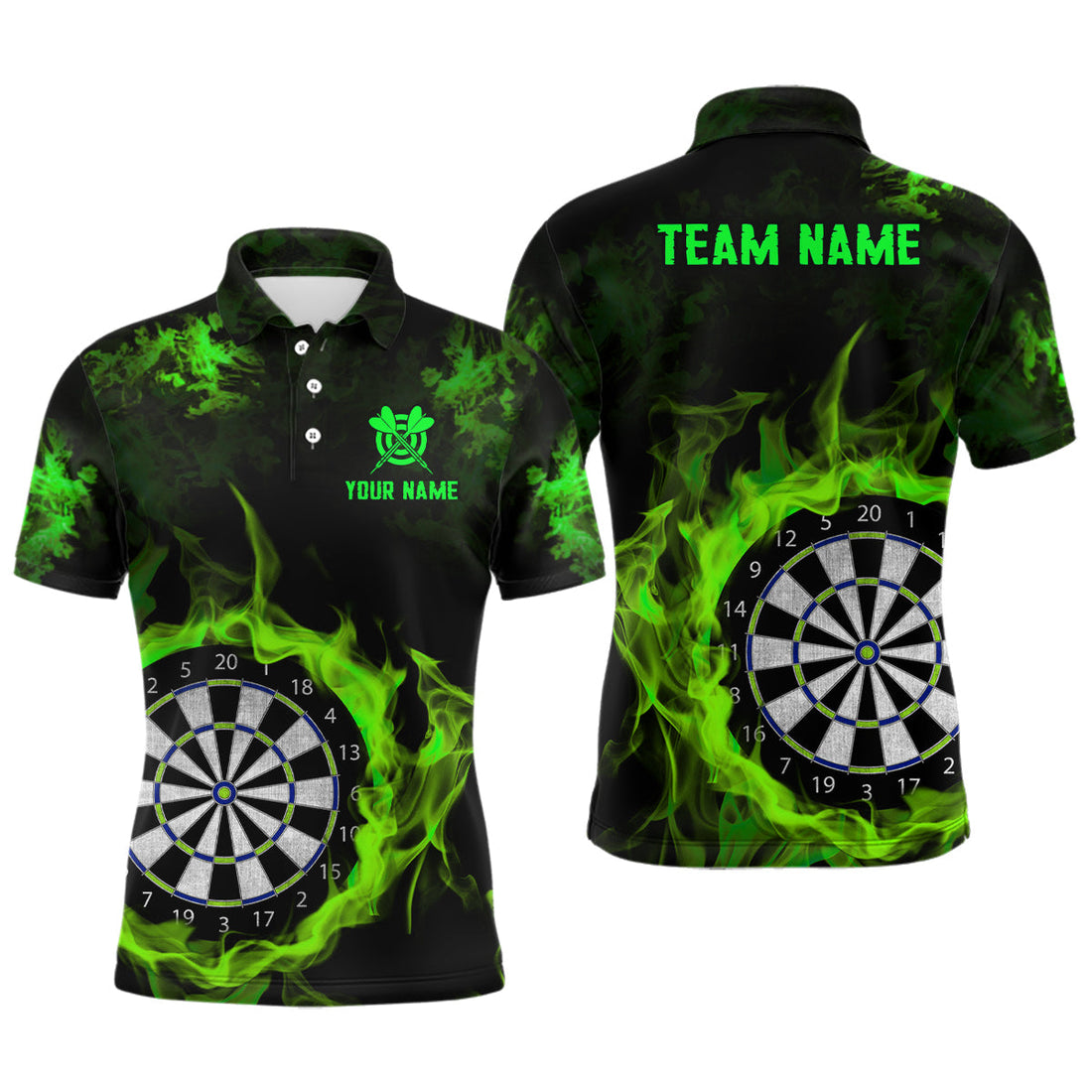 Fire Flame Green Dartboard Men Dart/ Quarter-Zip Custom Dart For Team Dart