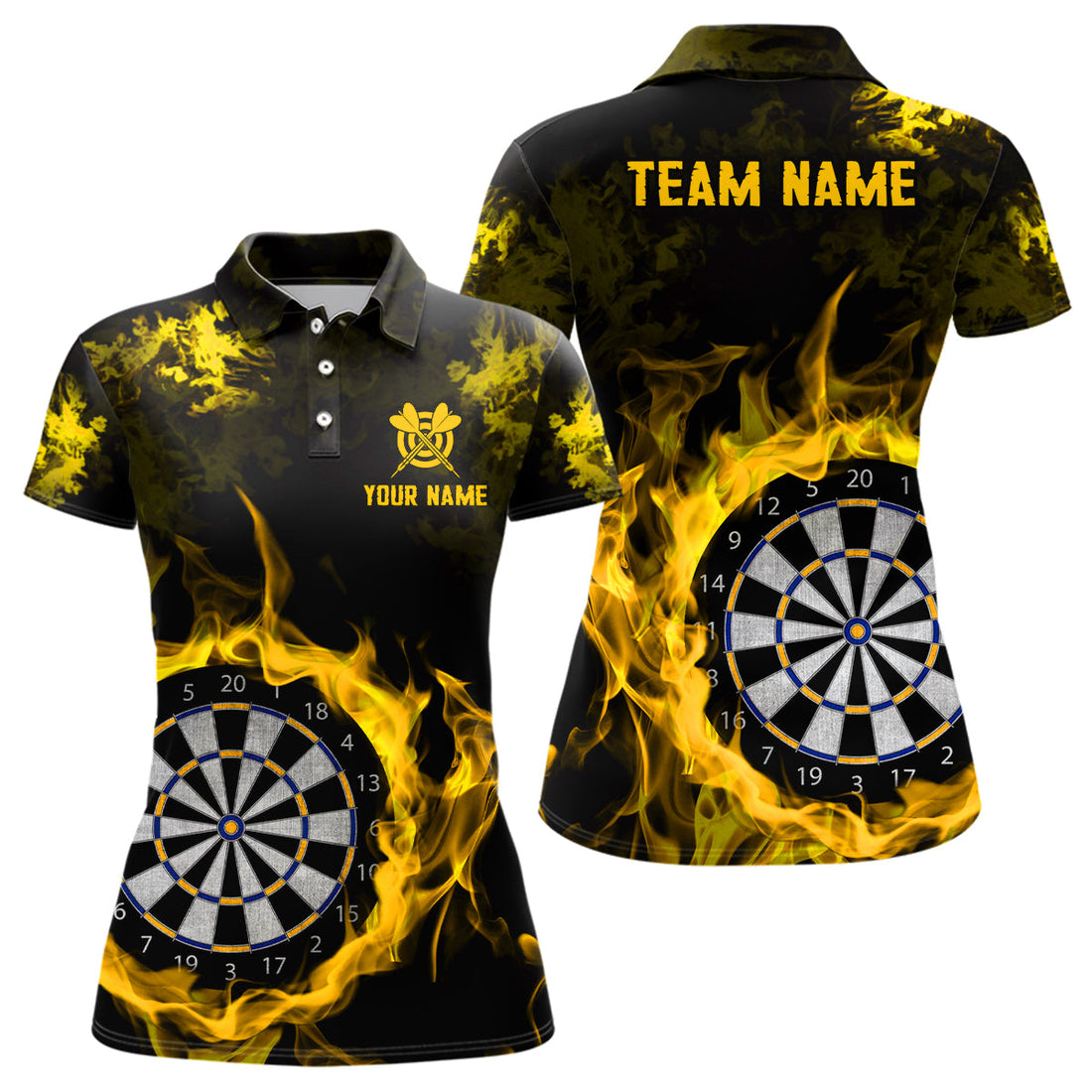 Fire Flame Yellow Dartboard Men Dart/ Quarter-Zip Custom Dart For Team Dart