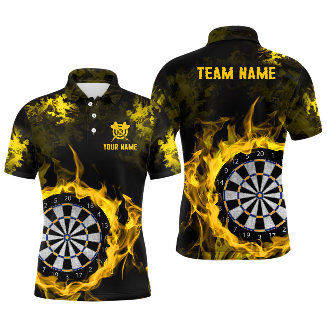 Fire Flame Yellow Dartboard Men Dart/ Quarter-Zip Custom Dart For Team Dart