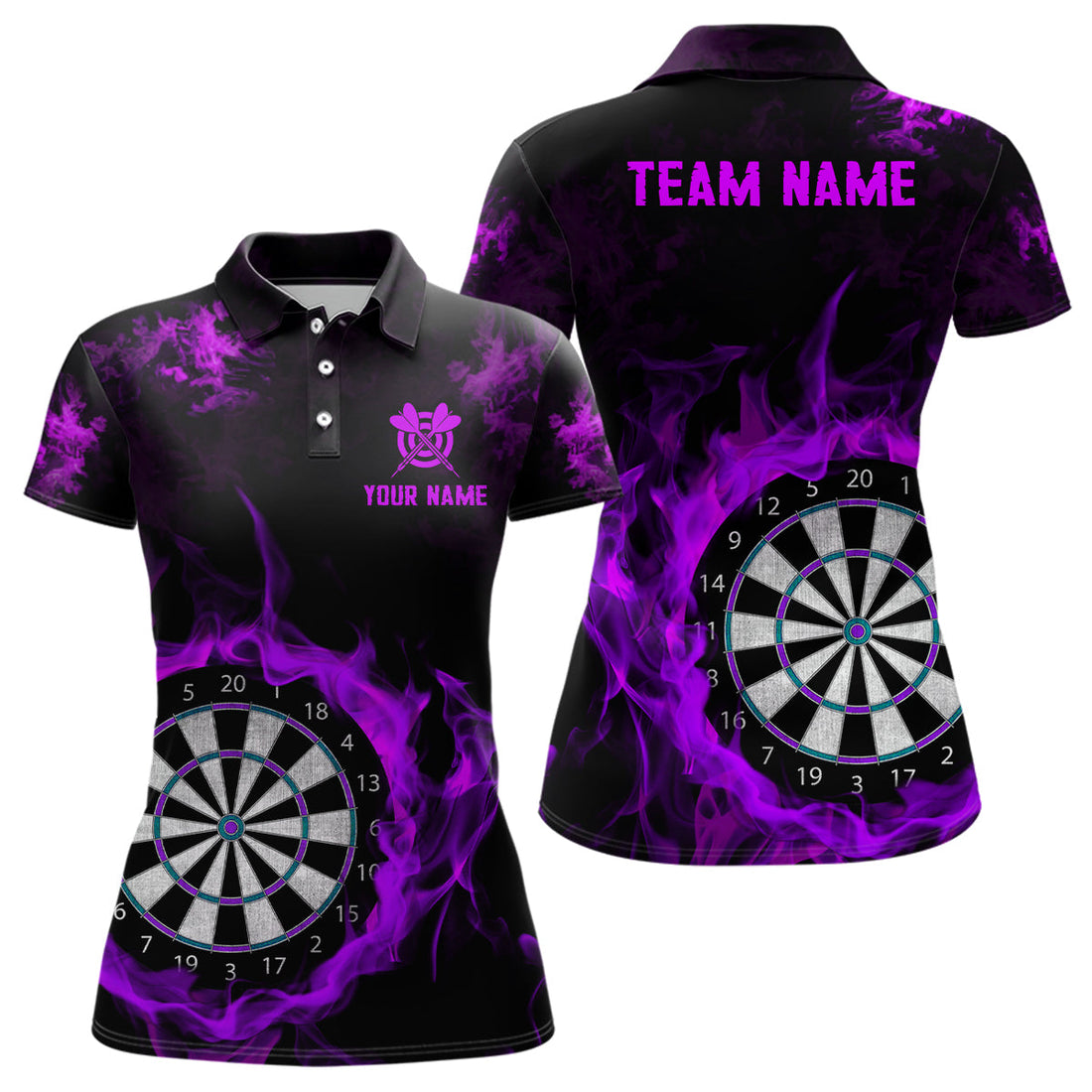 Fire Flame Purple Dartboard Men Dart/ Quarter-Zip Custom Dart For Team Dart