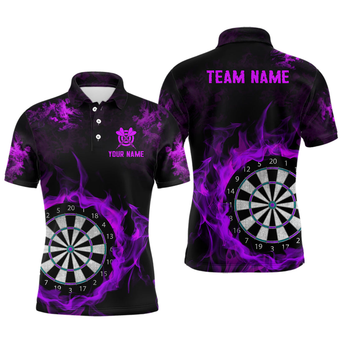 Fire Flame Purple Dartboard Men Dart/ Quarter-Zip Custom Dart For Team Dart