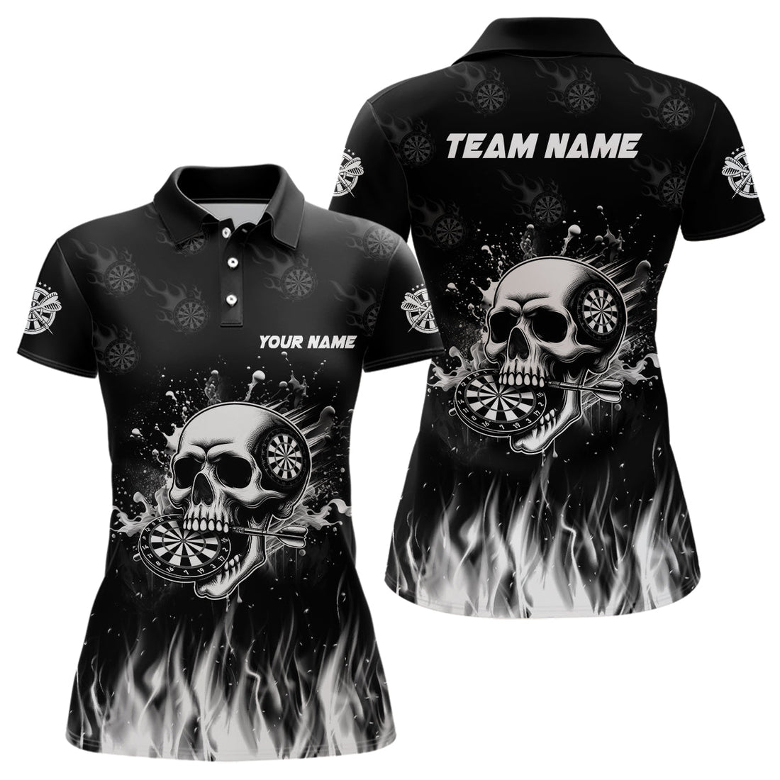 Funny Skull Fire Black Darts And Quarter-Zip Custom Darts Team