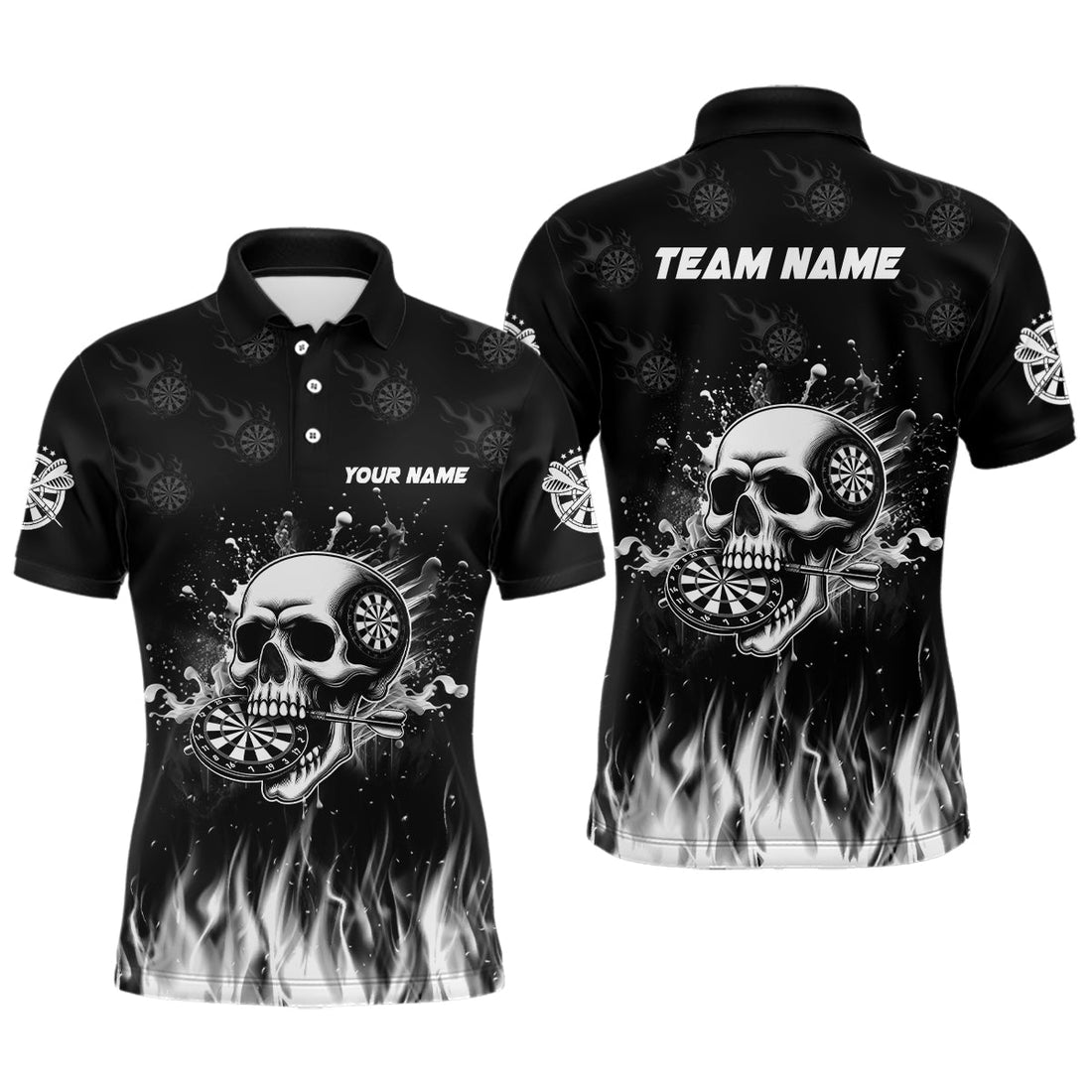 Funny Skull Fire Black Darts And Quarter-Zip Custom Darts Team