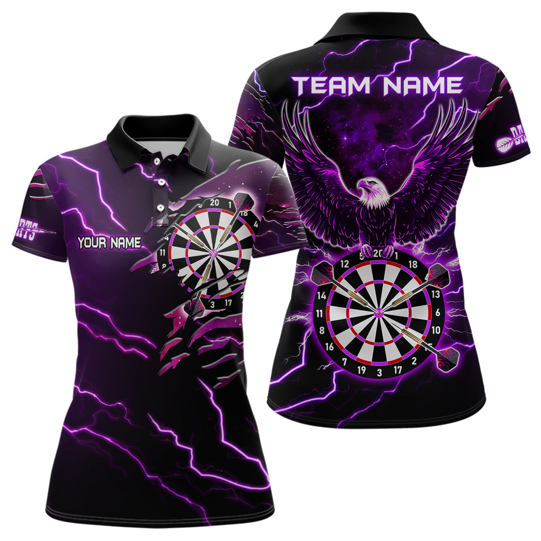 Personalized Thunder Lightning Eagle Purple Darts and Dart Team