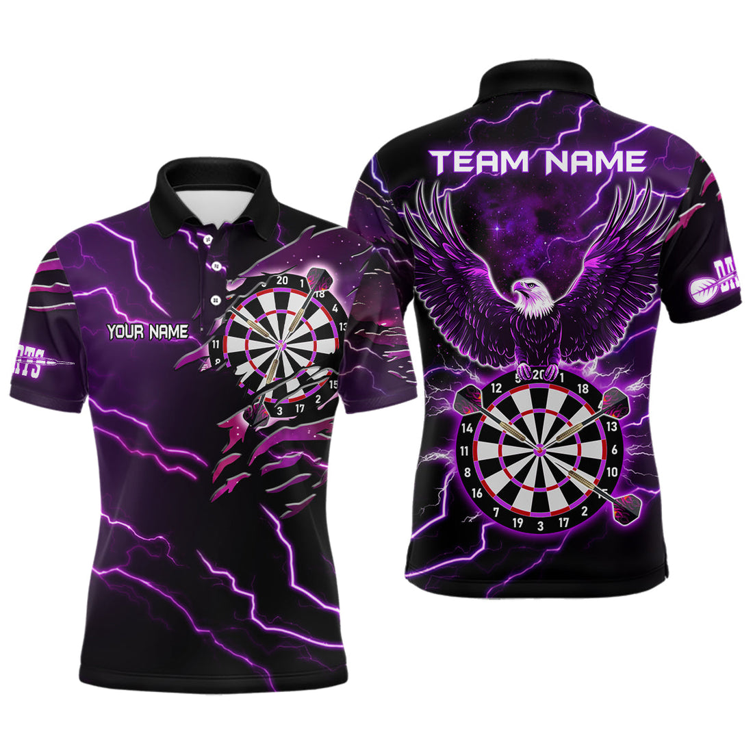 Personalized Thunder Lightning Eagle Purple Darts and Dart Team