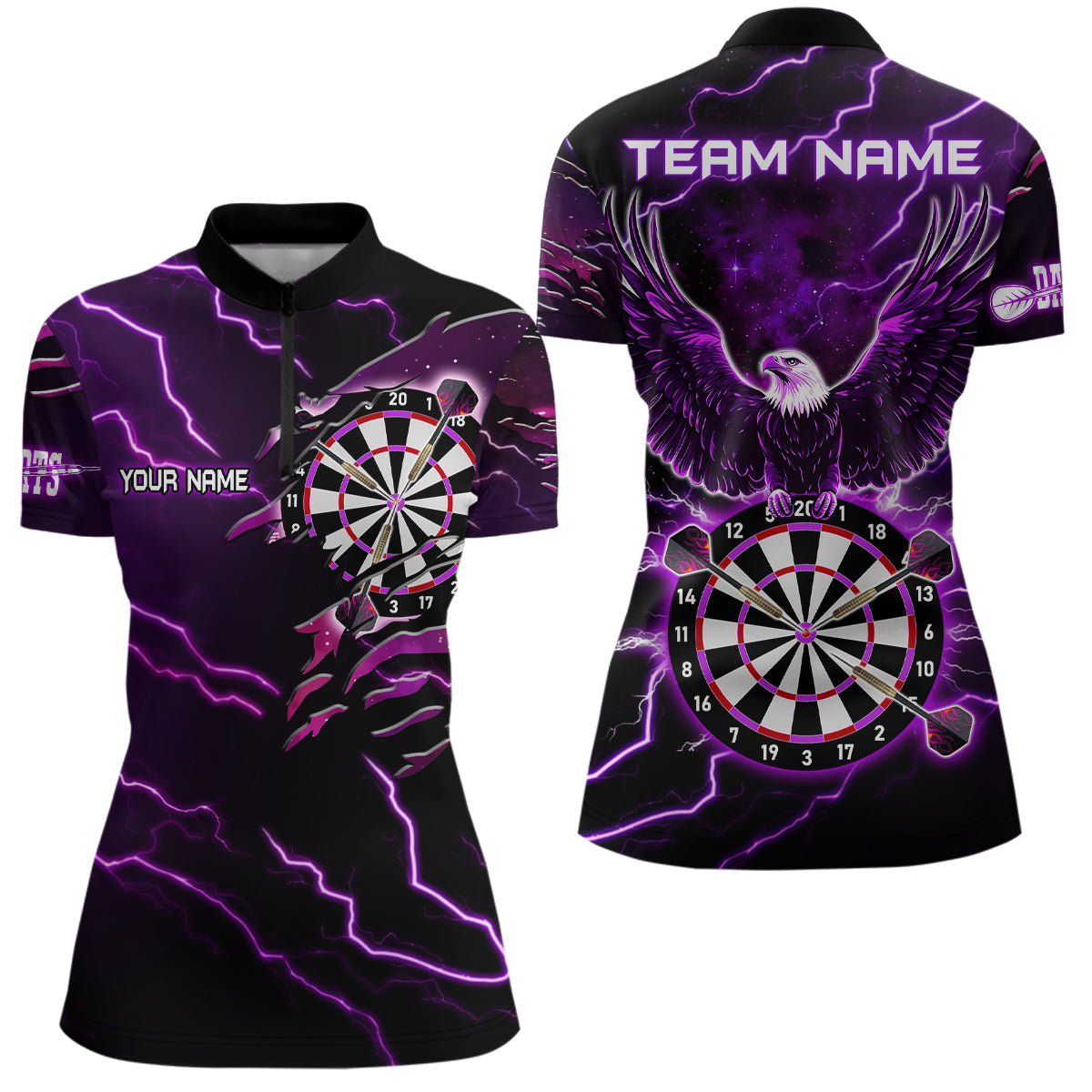 Personalized Thunder Lightning Eagle Purple Darts and Dart Team