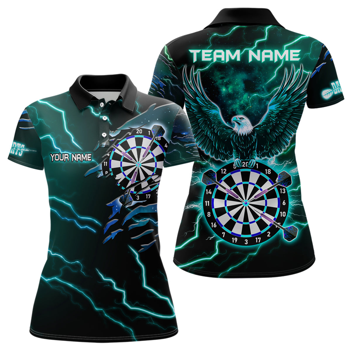 Personalized Thunder Lightning Eagle Turquoise Darts and Dart
