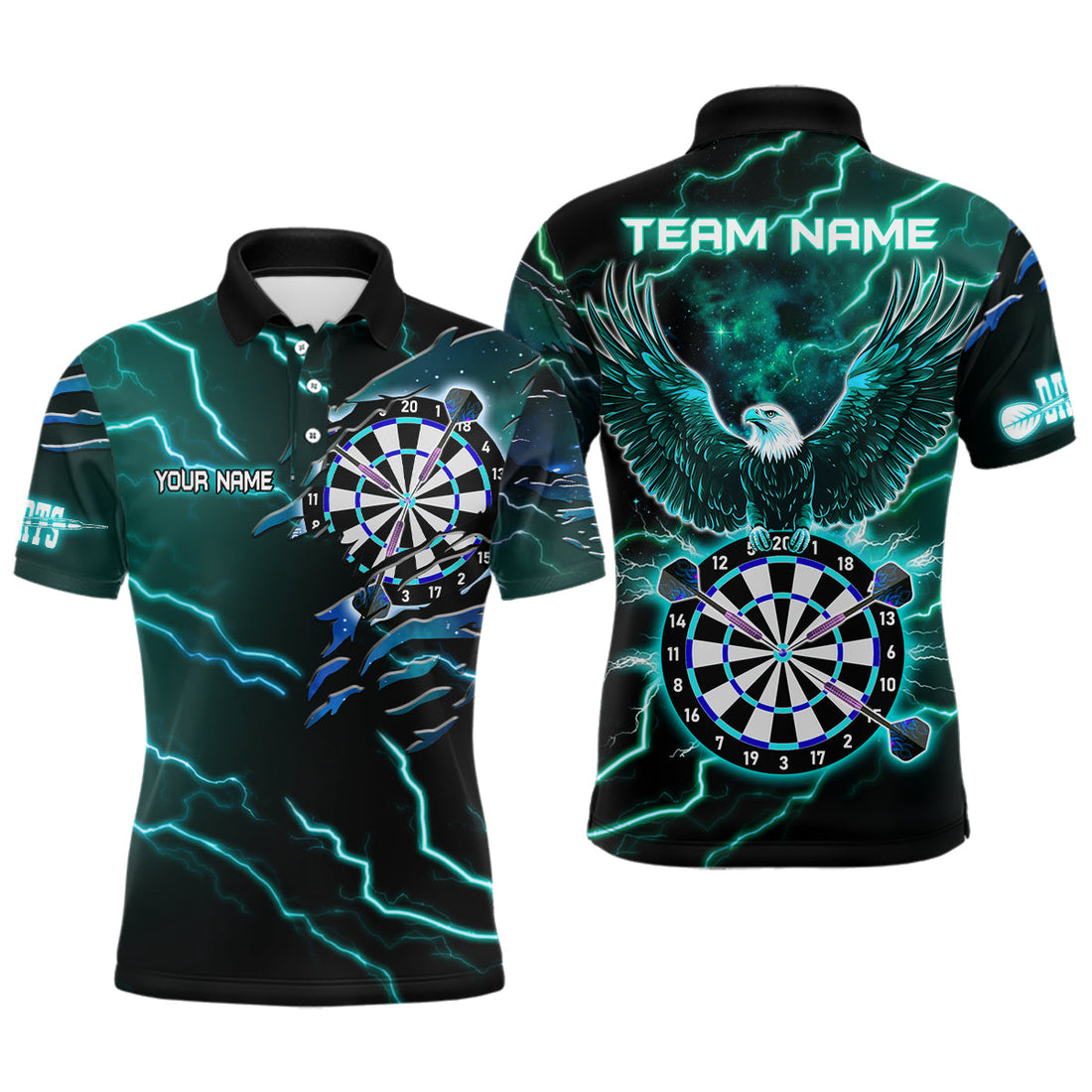 Personalized Thunder Lightning Eagle Turquoise Darts and Dart
