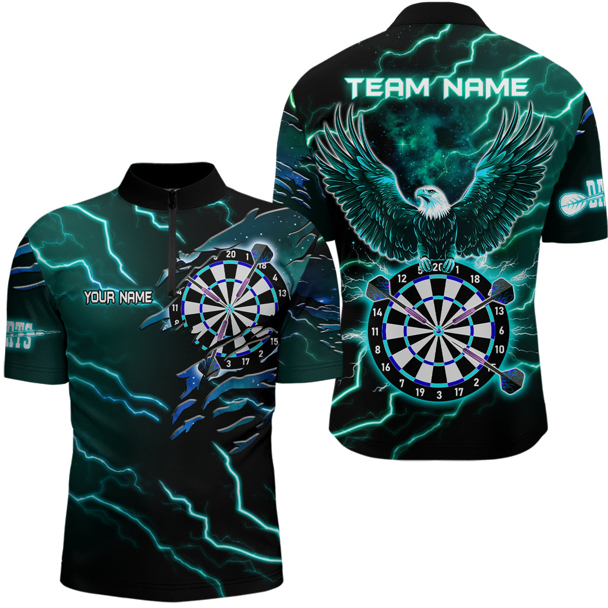 Personalized Thunder Lightning Eagle Turquoise Darts and Dart