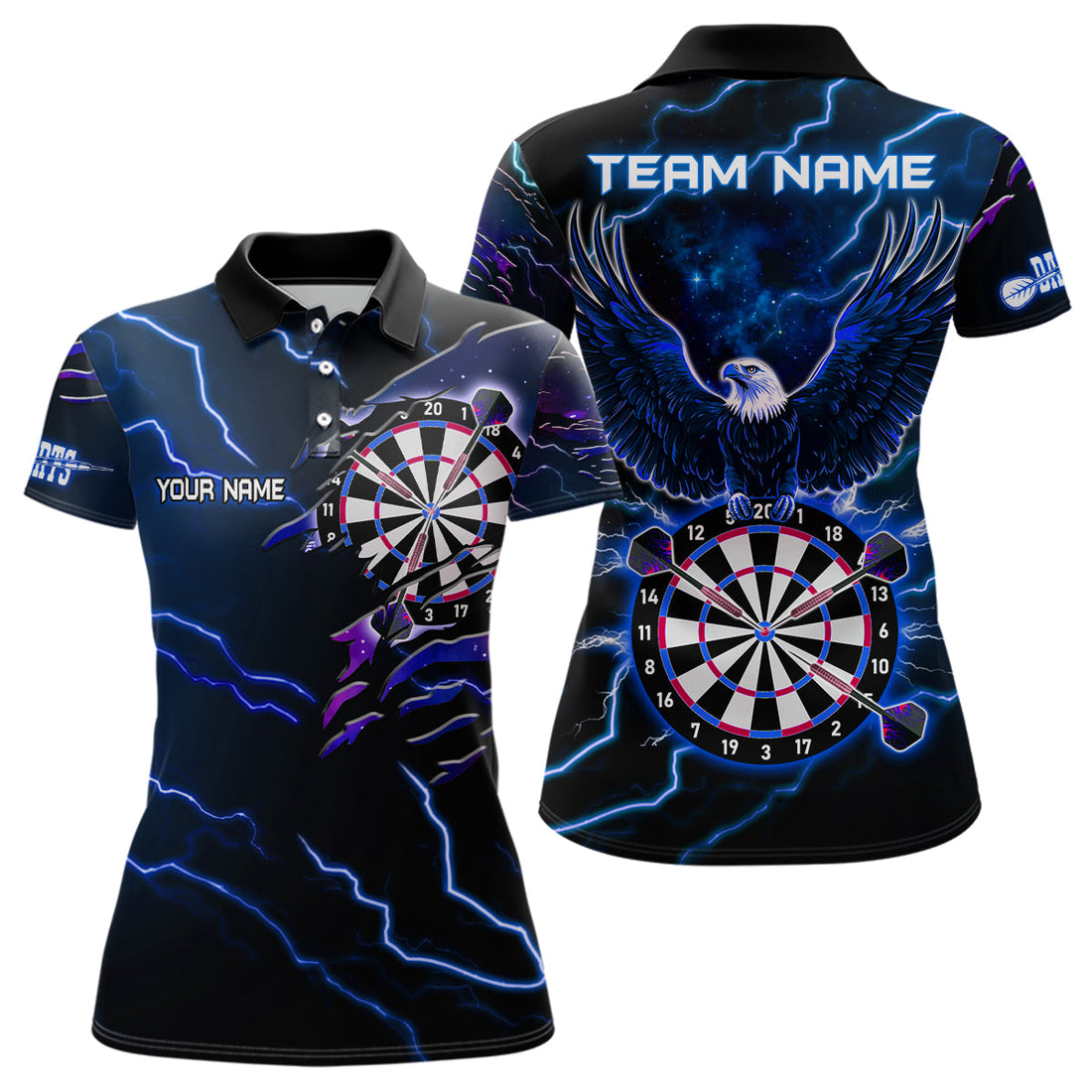Personalized Thunder Lightning Eagle Blue Darts and Dart Team