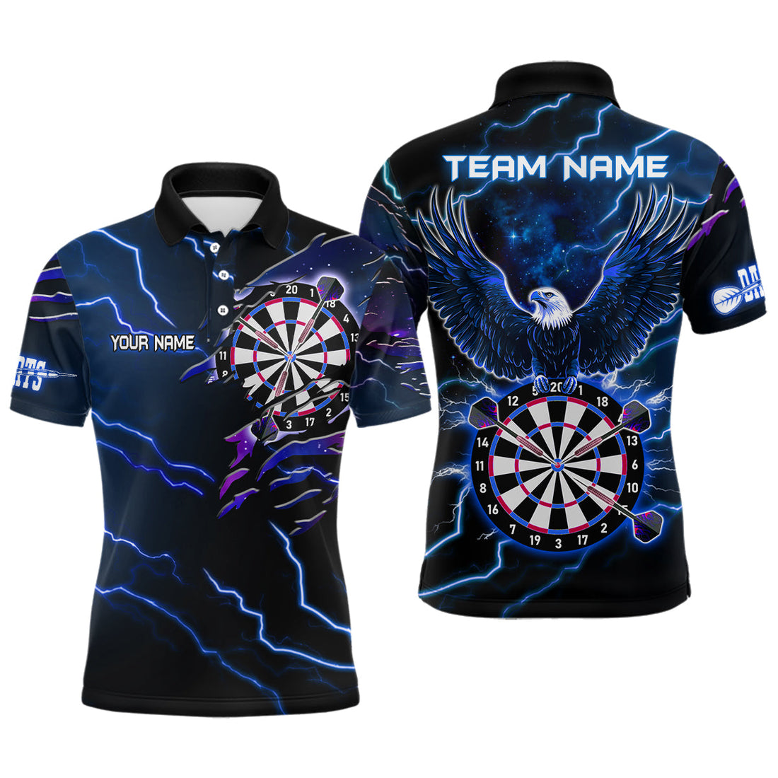 Personalized Thunder Lightning Eagle Blue Darts and Dart Team