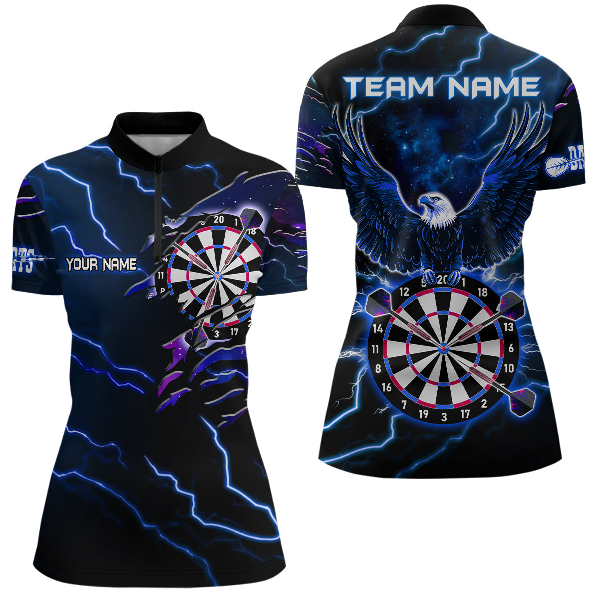 Personalized Thunder Lightning Eagle Blue Darts and Dart Team