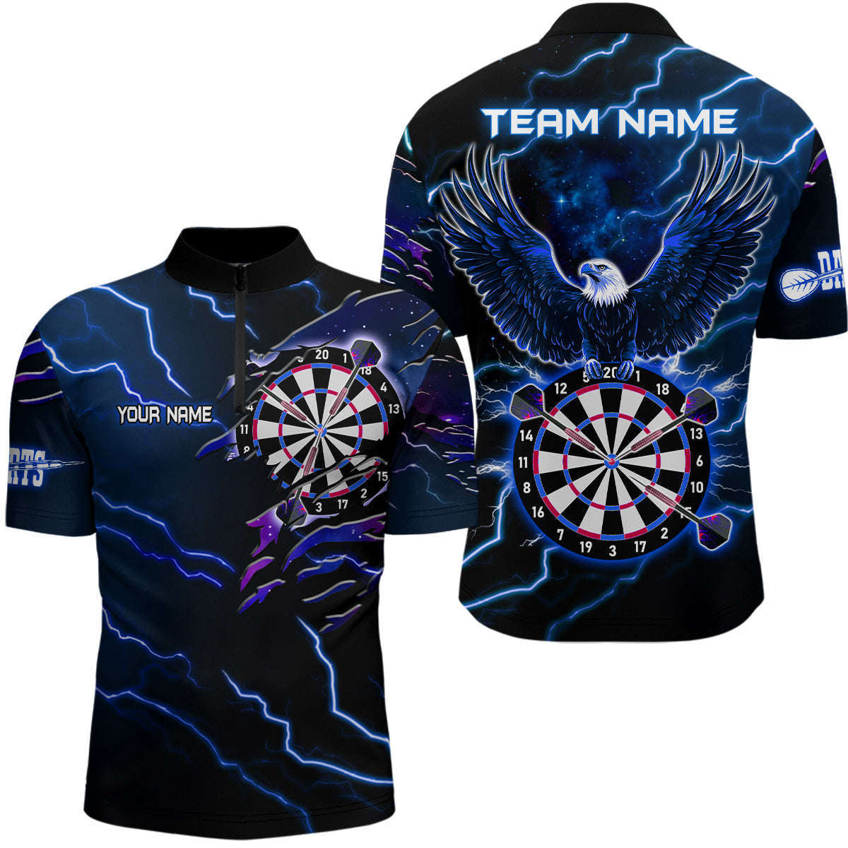 Personalized Thunder Lightning Eagle Blue Darts and Dart Team